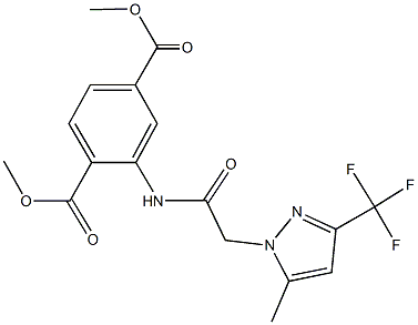 dimethyl 2-({[5-methyl-3-(trifluoromethyl)-1H-pyrazol-1-yl]acetyl}amino)terephthalate Structural