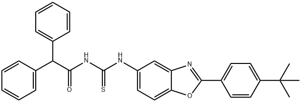 N-[2-(4-tert-butylphenyl)-1,3-benzoxazol-5-yl]-N'-(diphenylacetyl)thiourea Structural