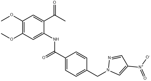 N-(2-acetyl-4,5-dimethoxyphenyl)-4-({4-nitro-1H-pyrazol-1-yl}methyl)benzamide Structural