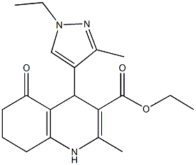 ethyl 4-(1-ethyl-3-methyl-1H-pyrazol-4-yl)-2-methyl-5-oxo-1,4,5,6,7,8-hexahydro-3-quinolinecarboxylate Structural