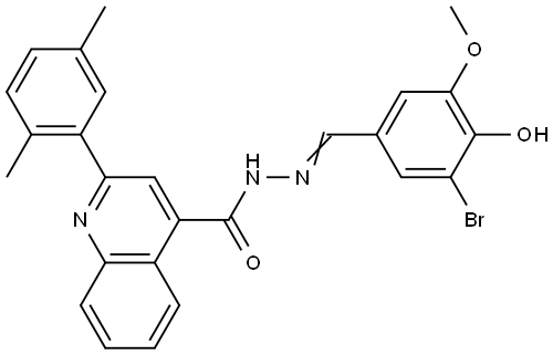 N'-(3-bromo-4-hydroxy-5-methoxybenzylidene)-2-(2,5-dimethylphenyl)-4-quinolinecarbohydrazide Structural