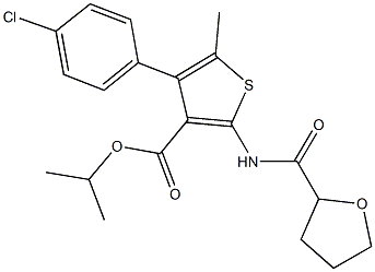 isopropyl 4-(4-chlorophenyl)-5-methyl-2-[(tetrahydro-2-furanylcarbonyl)amino]-3-thiophenecarboxylate Structural