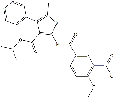 isopropyl 2-({3-nitro-4-methoxybenzoyl}amino)-5-methyl-4-phenyl-3-thiophenecarboxylate Structural