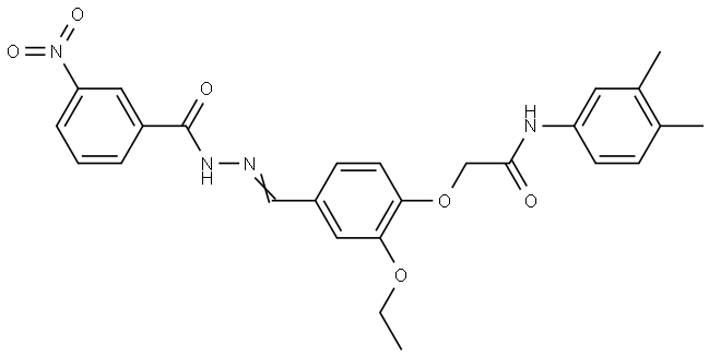N-(3,4-dimethylphenyl)-2-[2-ethoxy-4-(2-{3-nitrobenzoyl}carbohydrazonoyl)phenoxy]acetamide Structural