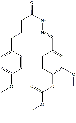 ethyl 2-methoxy-4-{2-[4-(4-methoxyphenyl)butanoyl]carbohydrazonoyl}phenyl carbonate Structural