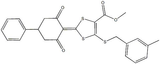 methyl 2-(2,6-dioxo-4-phenylcyclohexylidene)-5-[(3-methylbenzyl)sulfanyl]-1,3-dithiole-4-carboxylate Structural