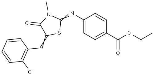 ethyl 4-{[5-(2-chlorobenzylidene)-3-methyl-4-oxo-1,3-thiazolidin-2-ylidene]amino}benzoate Structural