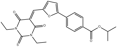 isopropyl 4-{5-[(1,3-diethyl-4,6-dioxo-2-thioxotetrahydro-5(2H)-pyrimidinylidene)methyl]-2-furyl}benzoate Structural