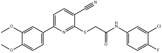 N-(3-chloro-4-fluorophenyl)-2-{[3-cyano-6-(3,4-dimethoxyphenyl)pyridin-2-yl]sulfanyl}acetamide Structural