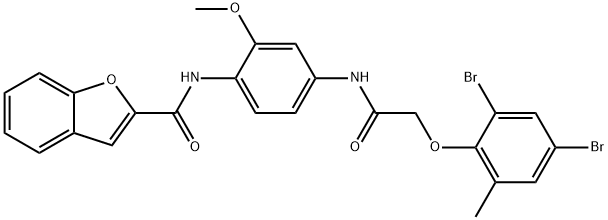 N-(4-{[(2,4-dibromo-6-methylphenoxy)acetyl]amino}-2-methoxyphenyl)-1-benzofuran-2-carboxamide Structural