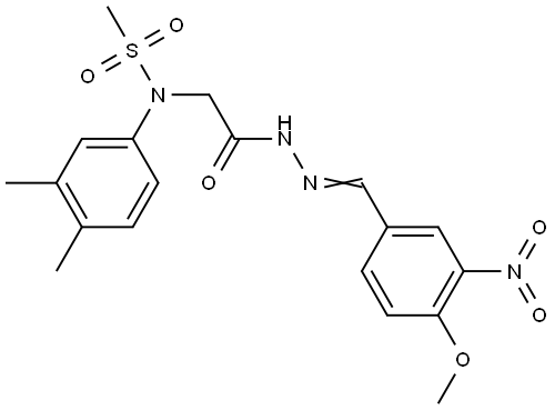 N-(3,4-dimethylphenyl)-N-[2-(2-{3-nitro-4-methoxybenzylidene}hydrazino)-2-oxoethyl]methanesulfonamide Structural
