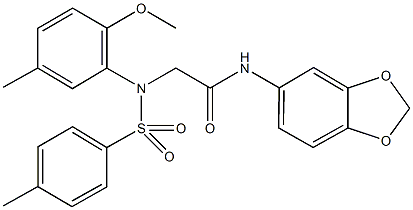 N-(1,3-benzodioxol-5-yl)-2-{2-methoxy-5-methyl[(4-methylphenyl)sulfonyl]anilino}acetamide Structural
