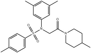 N-(3,5-dimethylphenyl)-4-methyl-N-[2-(4-methyl-1-piperidinyl)-2-oxoethyl]benzenesulfonamide Structural