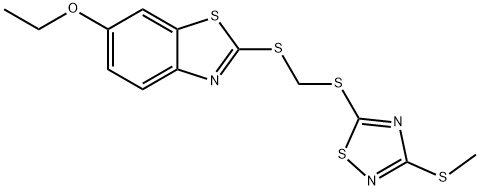 ethyl 2-[({[3-(methylsulfanyl)-1,2,4-thiadiazol-5-yl]sulfanyl}methyl)sulfanyl]-1,3-benzothiazol-6-yl ether Structural