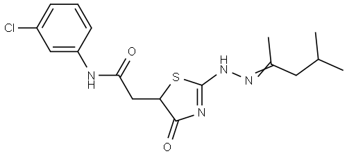 N-(3-chlorophenyl)-2-{2-[(1,3-dimethylbutylidene)hydrazono]-4-hydroxy-2,5-dihydro-1,3-thiazol-5-yl}acetamide Structural