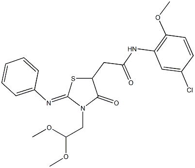 N-(5-chloro-2-methoxyphenyl)-2-[3-(2,2-dimethoxyethyl)-4-oxo-2-(phenylimino)-1,3-thiazolidin-5-yl]acetamide Structural