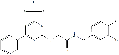 N-(3,4-dichlorobenzyl)-2-{[4-phenyl-6-(trifluoromethyl)-2-pyrimidinyl]sulfanyl}propanamide Structural