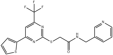 N-(3-pyridinylmethyl)-2-{[4-(2-thienyl)-6-(trifluoromethyl)-2-pyrimidinyl]sulfanyl}acetamide Structural
