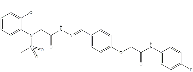 N-(4-fluorophenyl)-2-[4-(2-{[2-methoxy(methylsulfonyl)anilino]acetyl}carbohydrazonoyl)phenoxy]acetamide Structural