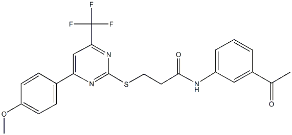 N-(3-acetylphenyl)-3-{[4-(4-methoxyphenyl)-6-(trifluoromethyl)-2-pyrimidinyl]sulfanyl}propanamide Structural