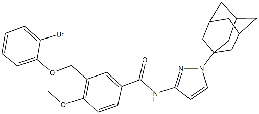 N-[1-(1-adamantyl)-1H-pyrazol-3-yl]-3-[(2-bromophenoxy)methyl]-4-methoxybenzamide Structural