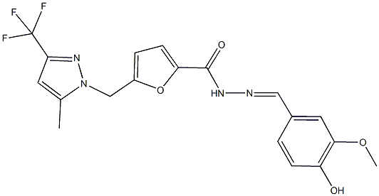 N'-(4-hydroxy-3-methoxybenzylidene)-5-{[5-methyl-3-(trifluoromethyl)-1H-pyrazol-1-yl]methyl}-2-furohydrazide Structural