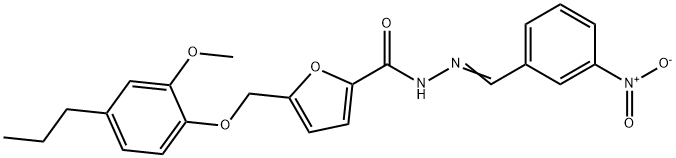 N'-{3-nitrobenzylidene}-5-[(2-methoxy-4-propylphenoxy)methyl]-2-furohydrazide Structural