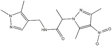 N-[(1,5-dimethyl-1H-pyrazol-4-yl)methyl]-2-{4-nitro-3,5-dimethyl-1H-pyrazol-1-yl}propanamide Structural
