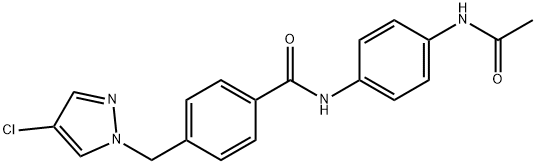 N-[4-(acetylamino)phenyl]-4-[(4-chloro-1H-pyrazol-1-yl)methyl]benzamide Structural