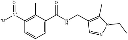 N-[(1-ethyl-5-methyl-1H-pyrazol-4-yl)methyl]-3-nitro-2-methylbenzamide Structural