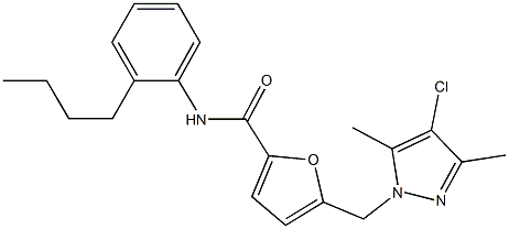 N-(2-butylphenyl)-5-[(4-chloro-3,5-dimethyl-1H-pyrazol-1-yl)methyl]-2-furamide Structural
