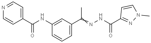 N-(3-{N-[(1-methyl-1H-pyrazol-3-yl)carbonyl]ethanehydrazonoyl}phenyl)isonicotinamide Structural