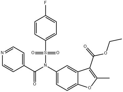 ethyl 5-[[(4-fluorophenyl)sulfonyl](isonicotinoyl)amino]-2-methyl-1-benzofuran-3-carboxylate Structural