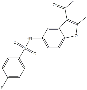 N-(3-acetyl-2-methyl-1-benzofuran-5-yl)-4-fluorobenzenesulfonamide Structural