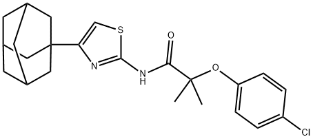 N-[4-(1-adamantyl)-1,3-thiazol-2-yl]-2-(4-chlorophenoxy)-2-methylpropanamide Structural