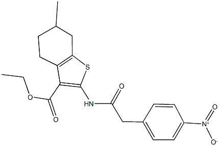 ethyl 2-[({4-nitrophenyl}acetyl)amino]-6-methyl-4,5,6,7-tetrahydro-1-benzothiophene-3-carboxylate Structural