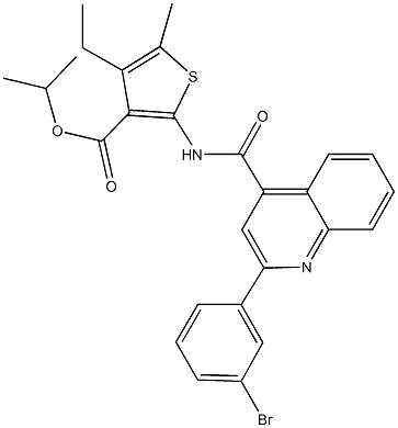 isopropyl 2-({[2-(3-bromophenyl)-4-quinolinyl]carbonyl}amino)-4-ethyl-5-methyl-3-thiophenecarboxylate Structural