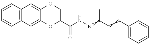 N'-(1-methyl-3-phenyl-2-propenylidene)-2,3-dihydronaphtho[2,3-b][1,4]dioxine-2-carbohydrazide Structural