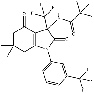 N-{6,6-dimethyl-2,4-dioxo-3-(trifluoromethyl)-1-[3-(trifluoromethyl)phenyl]-2,3,4,5,6,7-hexahydro-1H-indol-3-yl}-2,2-dimethylpropanamide Structural