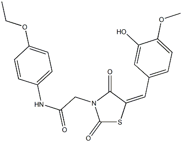 N-(4-ethoxyphenyl)-2-[5-(3-hydroxy-4-methoxybenzylidene)-2,4-dioxo-1,3-thiazolidin-3-yl]acetamide Structural
