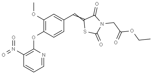 ethyl {5-[4-({3-nitro-2-pyridinyl}oxy)-3-methoxybenzylidene]-2,4-dioxo-1,3-thiazolidin-3-yl}acetate Structural
