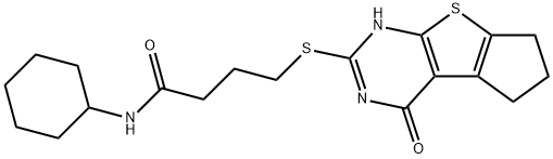 N-cyclohexyl-4-[(4-oxo-3,5,6,7-tetrahydro-4H-cyclopenta[4,5]thieno[2,3-d]pyrimidin-2-yl)sulfanyl]butanamide Structural