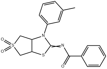 N-(3-(3-methylphenyl)-5,5-dioxidotetrahydrothieno[3,4-d][1,3]thiazol-2(3H)-ylidene)benzamide Structural