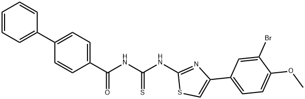 N-([1,1'-biphenyl]-4-ylcarbonyl)-N'-[4-(3-bromo-4-methoxyphenyl)-1,3-thiazol-2-yl]thiourea Structural