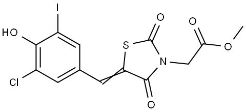 methyl [5-(3-chloro-4-hydroxy-5-iodobenzylidene)-2,4-dioxo-1,3-thiazolidin-3-yl]acetate Structural