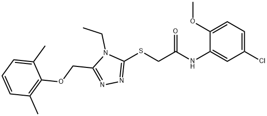 N-(5-chloro-2-methoxyphenyl)-2-({5-[(2,6-dimethylphenoxy)methyl]-4-ethyl-4H-1,2,4-triazol-3-yl}sulfanyl)acetamide Structural