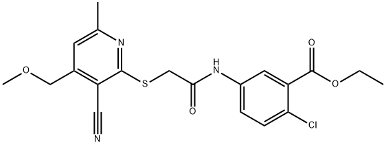 ethyl 2-chloro-5-[({[3-cyano-4-(methoxymethyl)-6-methyl-2-pyridinyl]sulfanyl}acetyl)amino]benzoate Structural