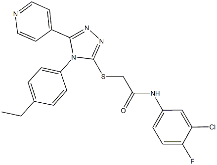 N-(3-chloro-4-fluorophenyl)-2-{[4-(4-ethylphenyl)-5-(4-pyridinyl)-4H-1,2,4-triazol-3-yl]sulfanyl}acetamide Structural