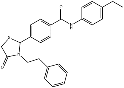 N-(4-ethylphenyl)-4-[4-oxo-3-(2-phenylethyl)-1,3-thiazolidin-2-yl]benzamide Structural