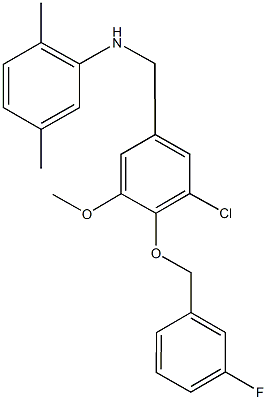 N-{3-chloro-4-[(3-fluorobenzyl)oxy]-5-methoxybenzyl}-N-(2,5-dimethylphenyl)amine Structural